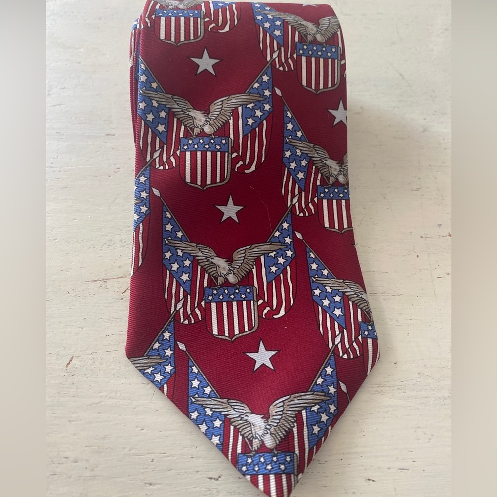 Albert Nikon American Pop tie - Flags Eagles stars red White & blue made in USA
